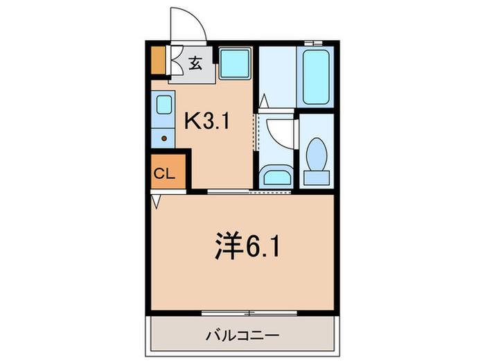ディアス灘北通(1K/2階)の間取り写真