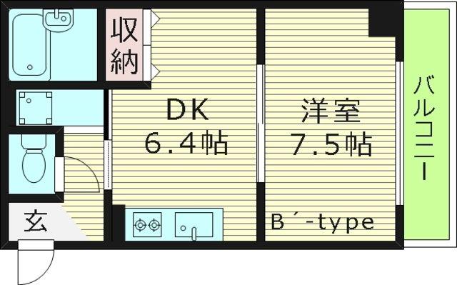 エタージュ中宮(1DK/4階)の間取り写真