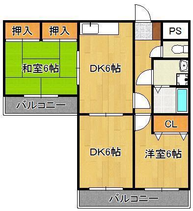 トーカンマンション平尾(3DK/1階)の間取り写真