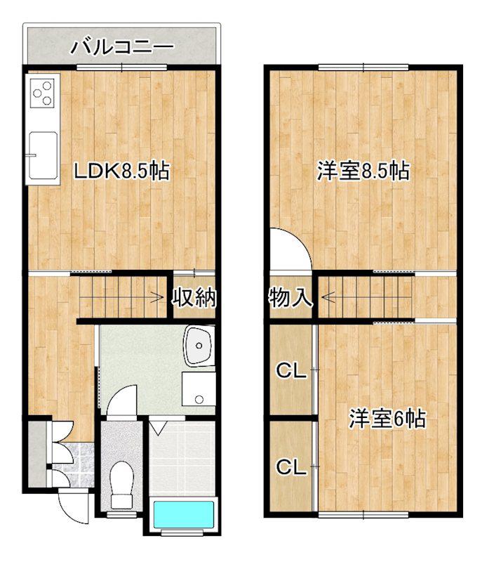 一ツ木壱番館(2LDK/1階)の間取り写真
