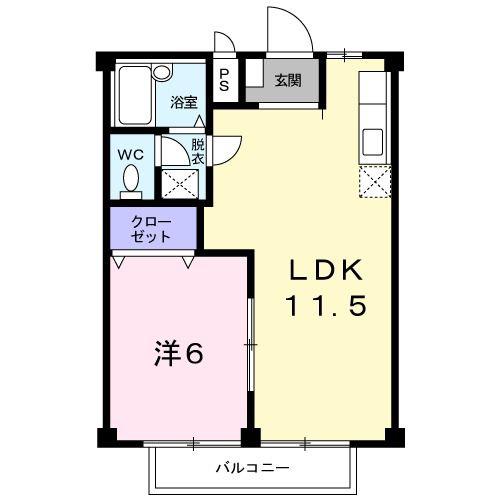 メゾンカリーノ(1LDK/2階)の間取り写真