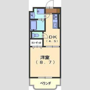 クラスト勝川(1DK/1階)の間取り写真
