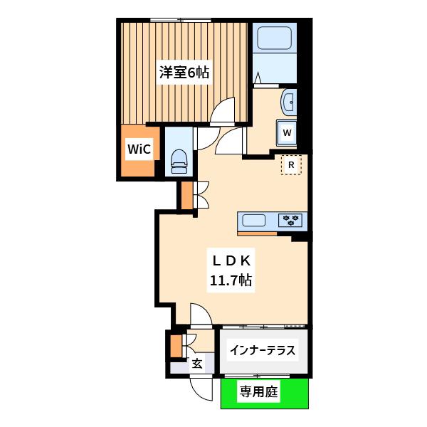 グリーンビレッジⅦ(1LDK/1階)の間取り写真