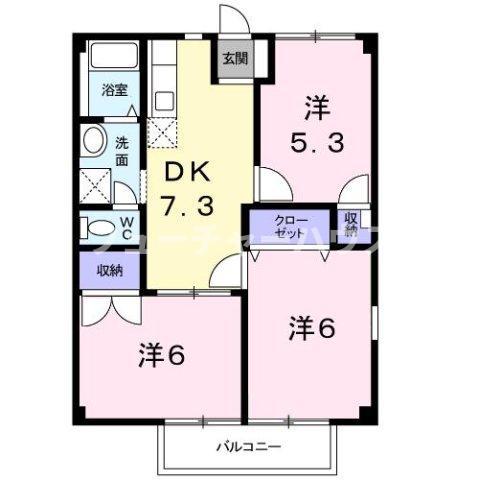 アンプルール稲田(3DK/1階)の間取り写真
