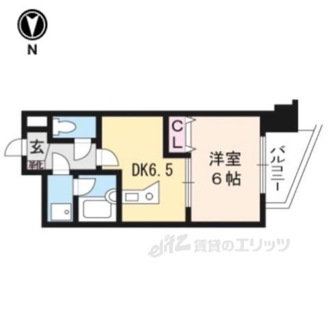 エスリード京都河原町(1DK/11階)の間取り写真