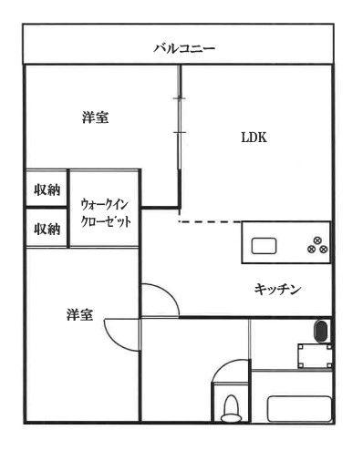 久留米パインハイツ(2LDK/7階)の間取り写真