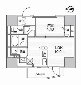 エスタート入谷I(1LDK/9階)の間取り写真
