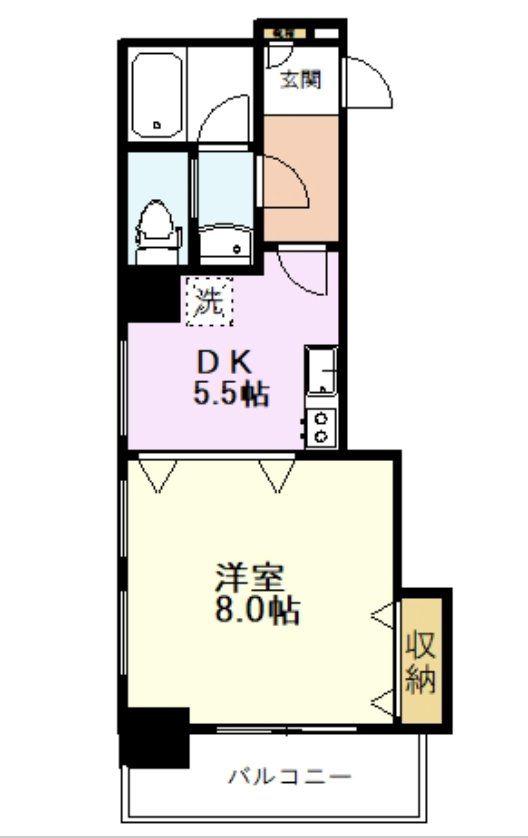 メゾンポメル小川(1DK/5階)の間取り写真