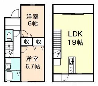 マヤメゾネット(2LDK/1階)の間取り写真