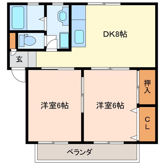 シティキング(2DK/2階)の間取り写真