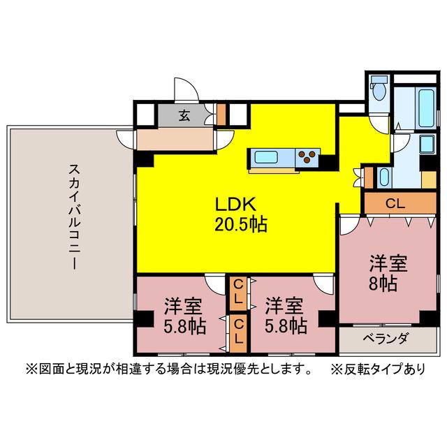 MKマンションII(3LDK/8階)の間取り写真