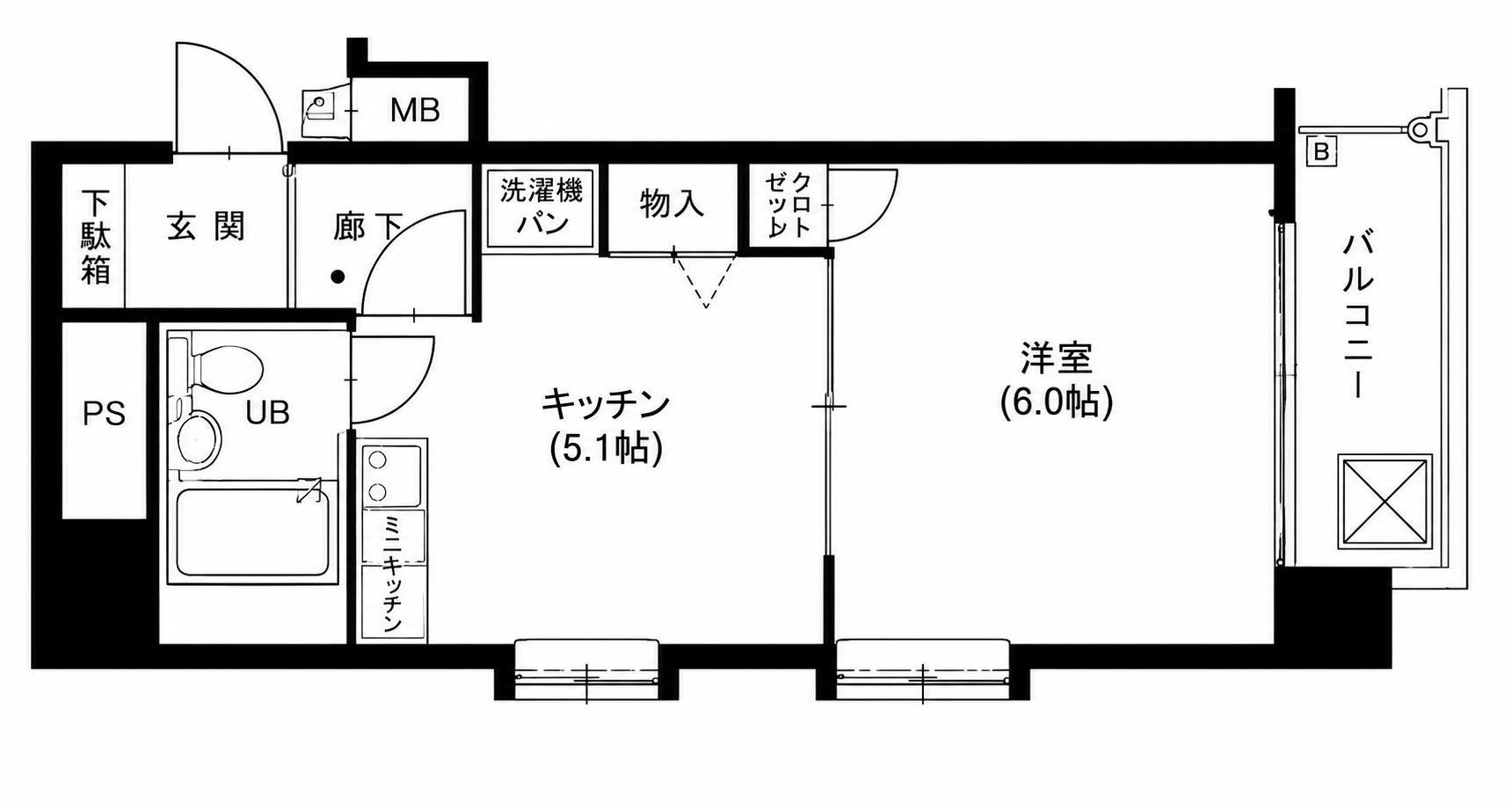 ダイアパレス尾張町(1DK/9階)の間取り写真