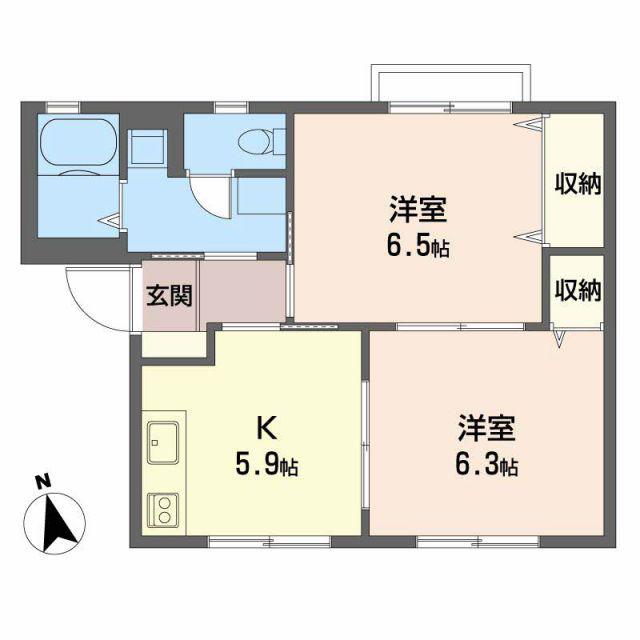 メゾンアムールA棟(2K/1階)の間取り写真