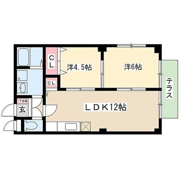 パークサイド横前(2LDK/1階)の間取り写真