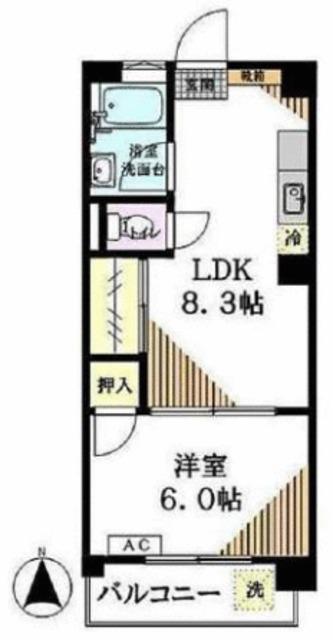 ハルナコーポ(1DK/2階)の間取り写真