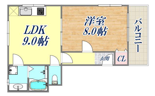 アイランド愛和(1LDK/4階)の間取り写真