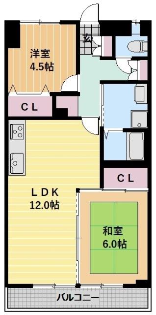 H・S TOWN(2LDK/1階)の間取り写真