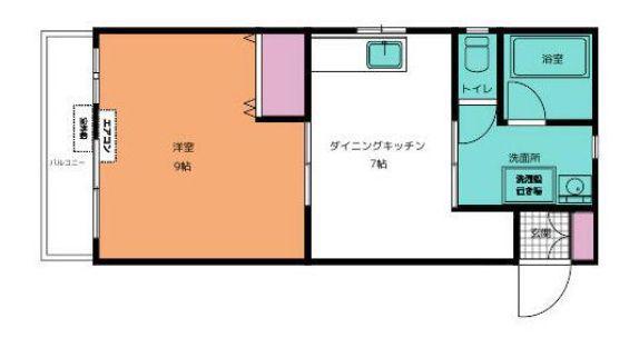 アルファー中島(1DK/2階)の間取り写真