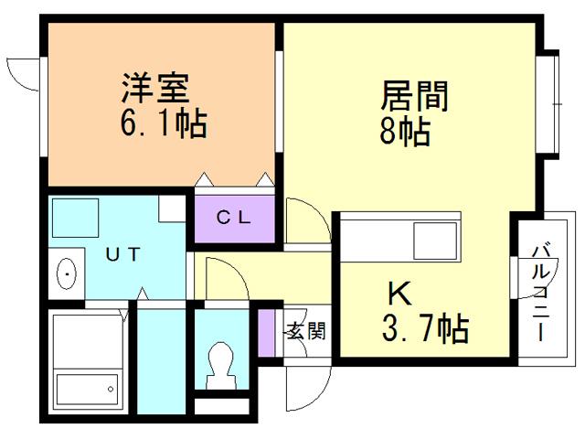 ブロード ピーク(1LDK/1階)の間取り写真