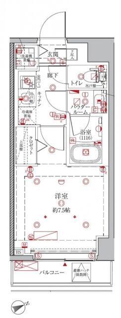 クレイシア浅草橋(1K/7階)の間取り写真