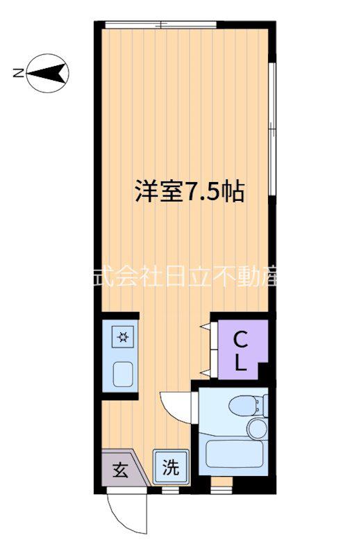 コスモコート(ワンルーム/1階)の間取り写真