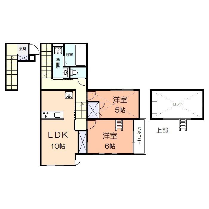 ヴェルジェ(2LDK/2階)の間取り写真