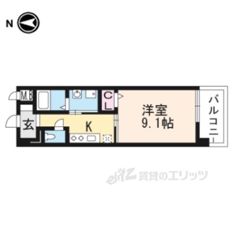 シカタ シャンブレットⅡ(1K/4階)の間取り写真