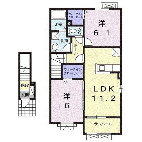 セレーノ A(2LDK/2階)の間取り写真