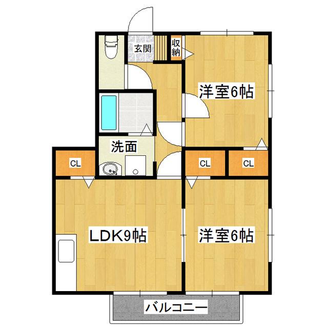 サンガーデン宮本E棟(2LDK/1階)の間取り写真