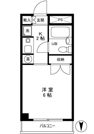 グランデール上野(1K/3階)の間取り写真