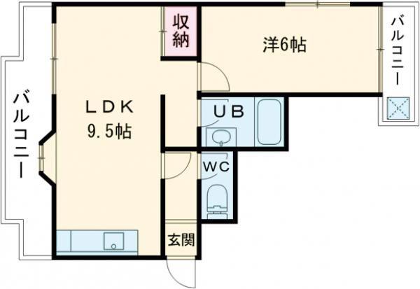 サンライズ伊伝居(1LDK/4階)の間取り写真