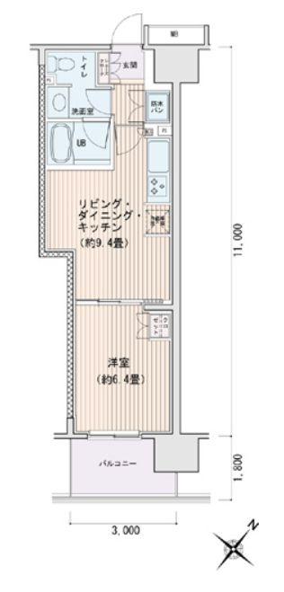 エスティメゾン豊洲レジデンスC棟(1LDK/8階)の間取り写真