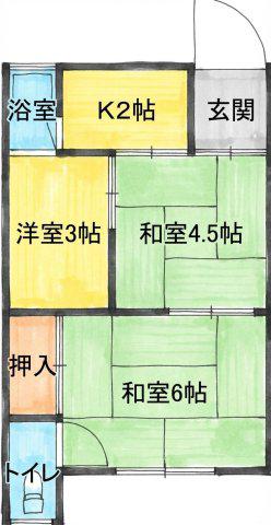 山城荘(3DK/1階)の間取り写真