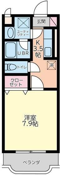 クラベール(1K/1階)の間取り写真