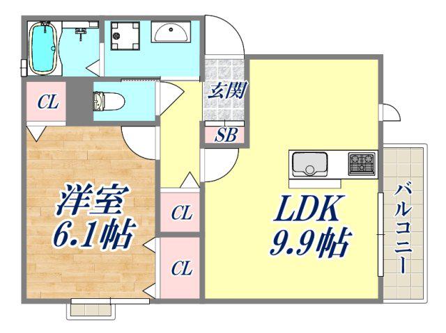 D-ROOM ENTOPIA(1LDK/2階)の間取り写真