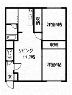 パークサイドまつばらA(2LDK/2階)の間取り写真