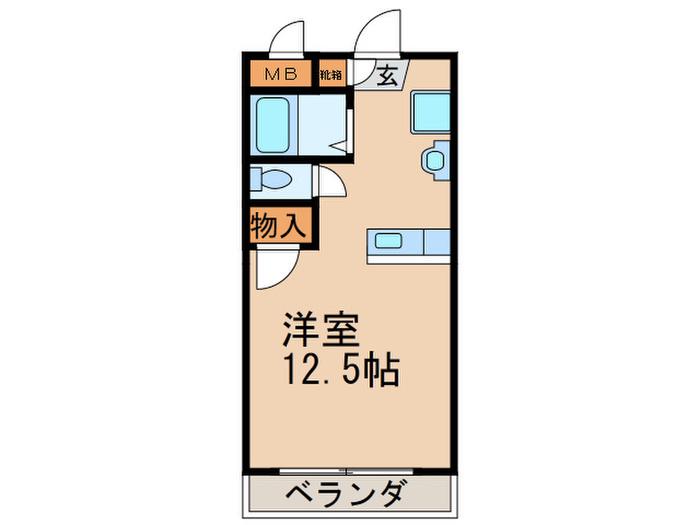 プレアデスコーポ(ワンルーム/2階)の間取り写真