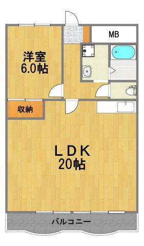 島田第7マンション(1DK/6階)の間取り写真