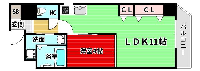 ラ・ジェラータ(1LDK/11階)の間取り写真