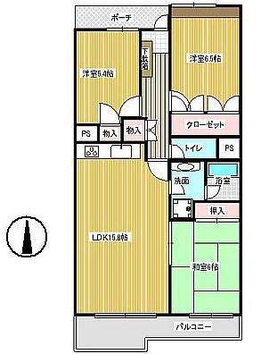 浜松アーバンライフ(3LDK/2階)の間取り写真