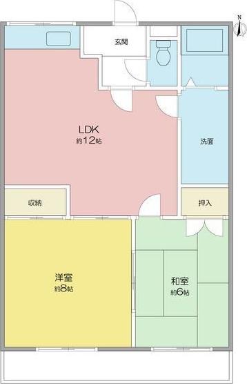 ボンアーデル壱番館(2LDK/4階)の間取り写真