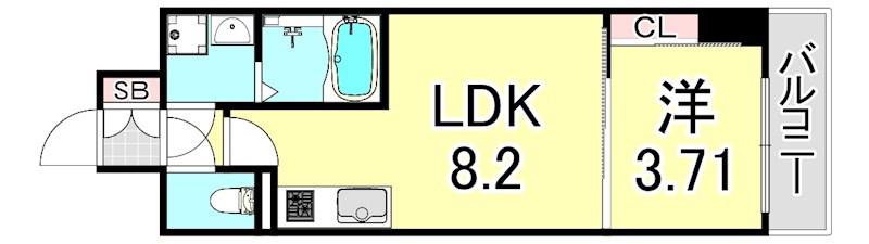 LIVIAZ KOBE LAMER(1LDK/4階)の間取り写真