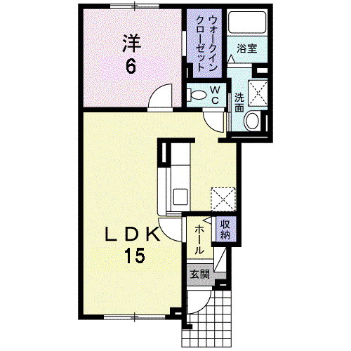 滝川市花月町2丁目1LDKアパート(1LDK/1階)の間取り写真