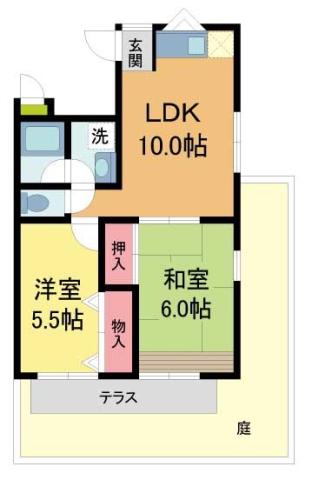 芦屋エルジャンⅡ(2LDK/1階)の間取り写真