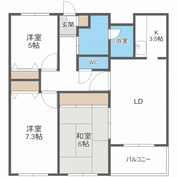 クラーク宮の森(3LDK/1階)の間取り写真