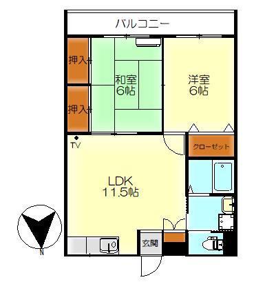 プリーマT(2LDK/3階)の間取り写真