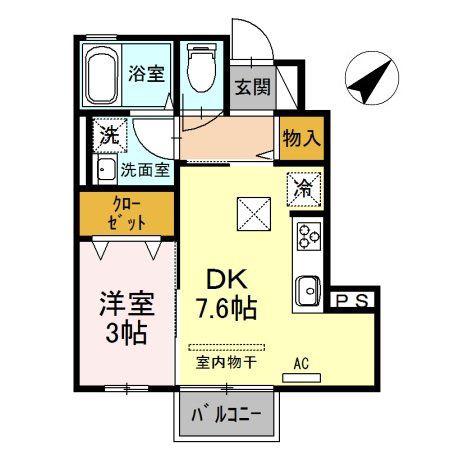 フォレスト上野山(1DK/1階)の間取り写真