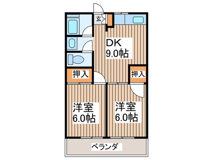コーポヒバリ(2DK/1階)の間取り写真