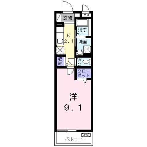 ルクレイル西桜(1K/1階)の間取り写真