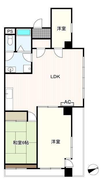 エスポアール船橋(2SLDK/5階)の間取り写真